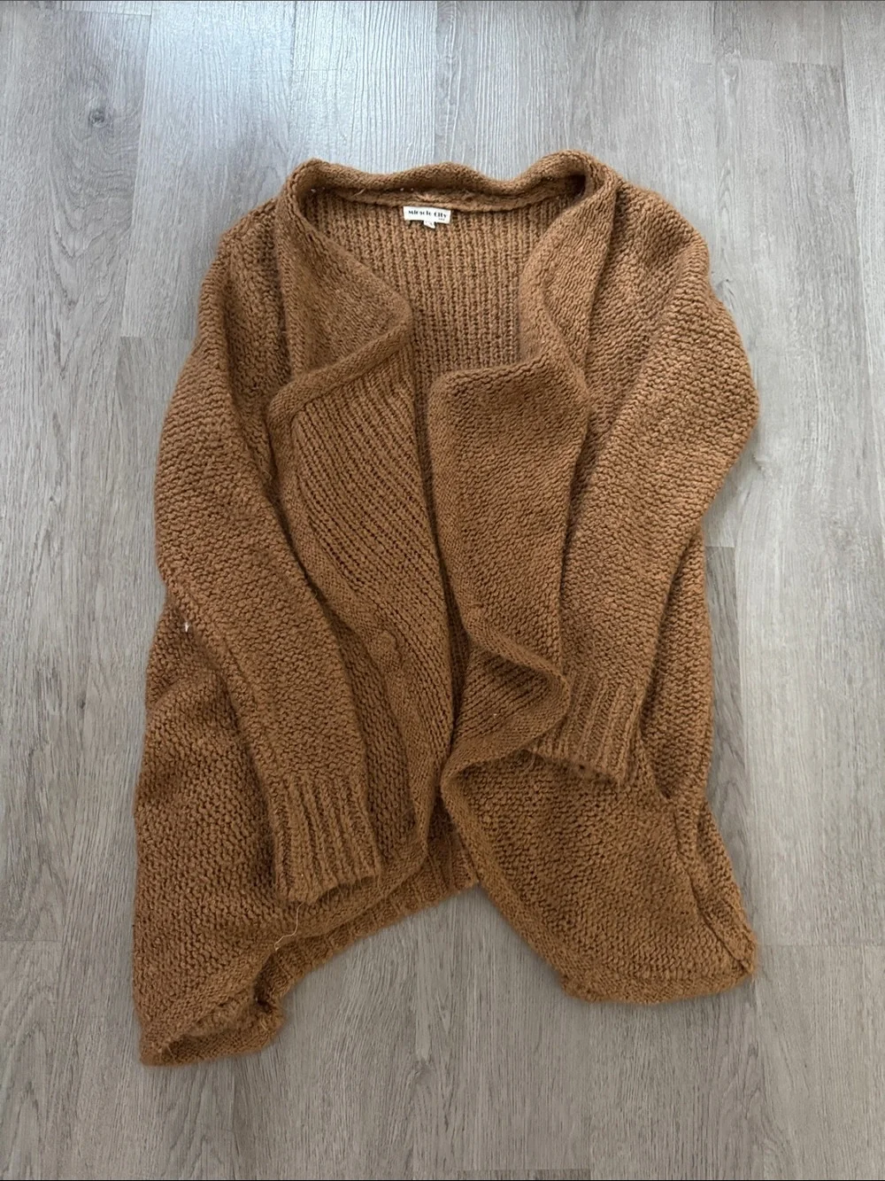 Soft Open-Front Camel Brown Women's Knit Cardigan